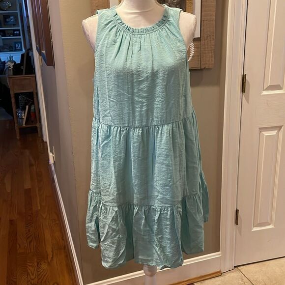 Loft Tiered Swing Dress- Seafoam - Picture 6 of 10
